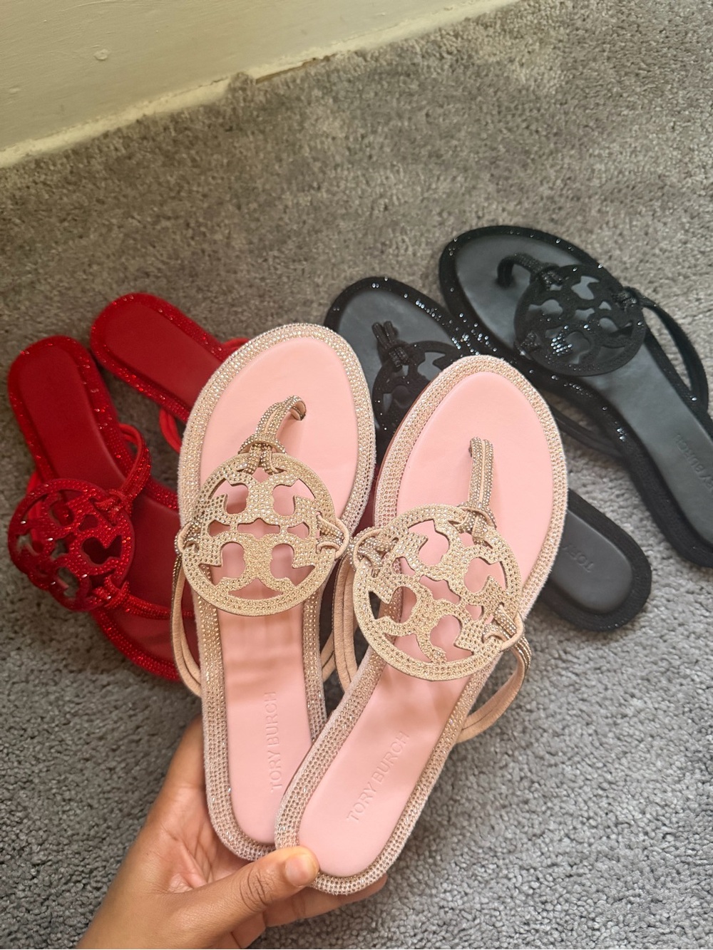 Pink Tory Burch Rhinestone Sandals - ships next day
